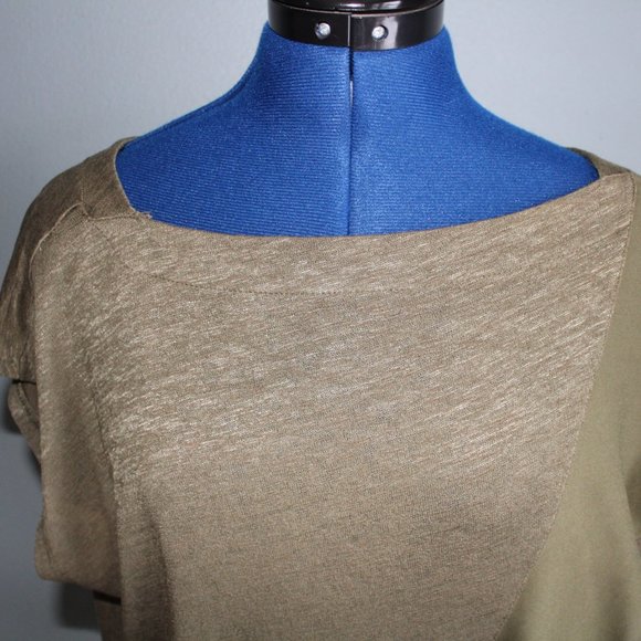 Banana Republic Women's Olive Green Short Sleeve Sheer Ruffle Tee ~M~ - Picture 2 of 9